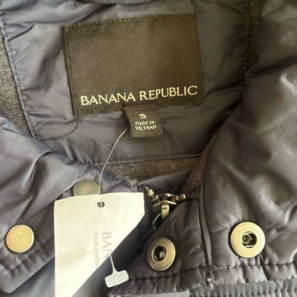 Banana Republic Quilted Puffer Vest NWT Small Navy Blue Full Snap Zip Pockets - Picture 5 of 6